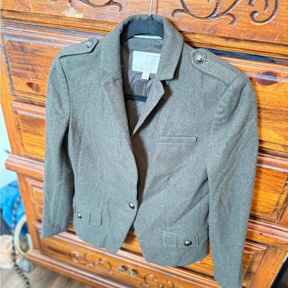 Banana Republic Dark Green Wool Blazer
